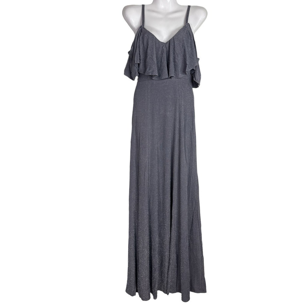 Show Me Your Mumu Renee Ruffle‎ Maxi Dress Dancing Queen Shine Smoke